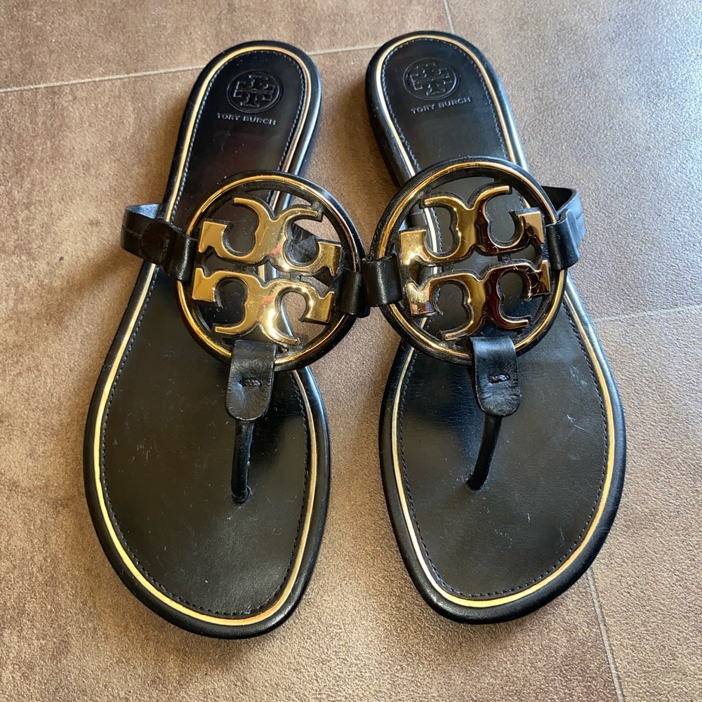 Tory Burch Miller Black and Gold Women's Sandals